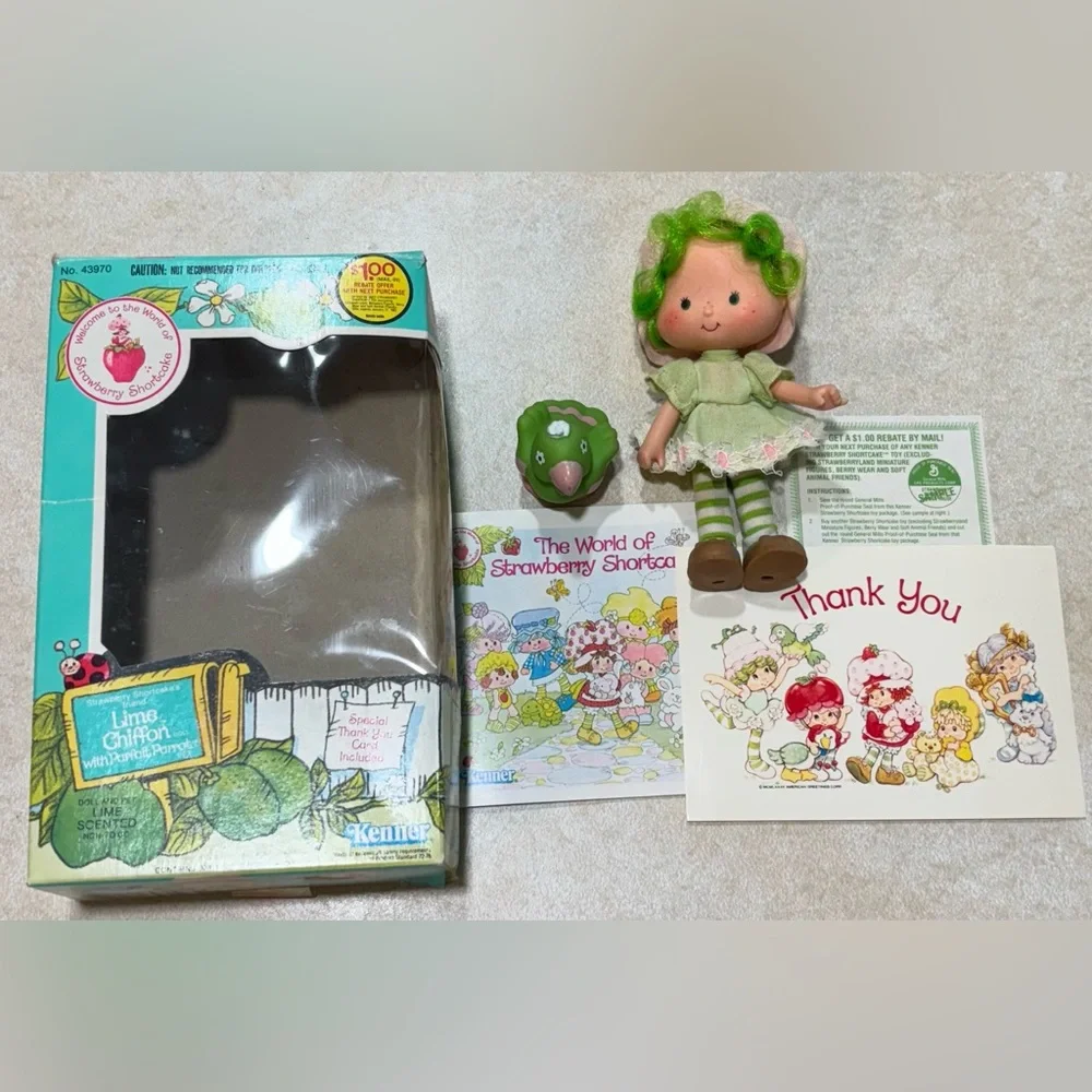 Kenner Lemon Chiffon Doll & Parfait Parrot from Strawberry Shortcake Collection